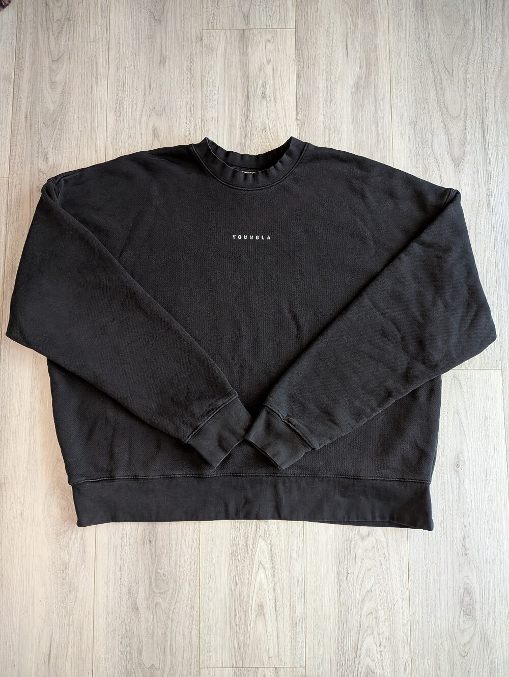 YoungLA Men's XL Black Heavyweight Crewneck Sweatshirt Los Angeles EST 2014